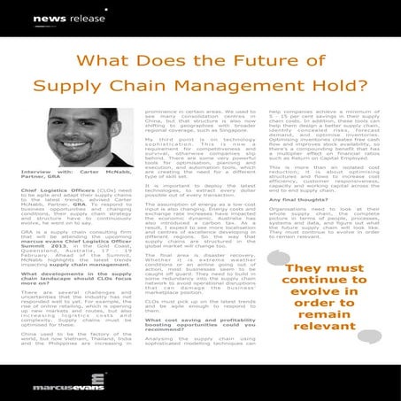 What Does the Future of Supply Chain Management Hold?: Interview with: Carter...
