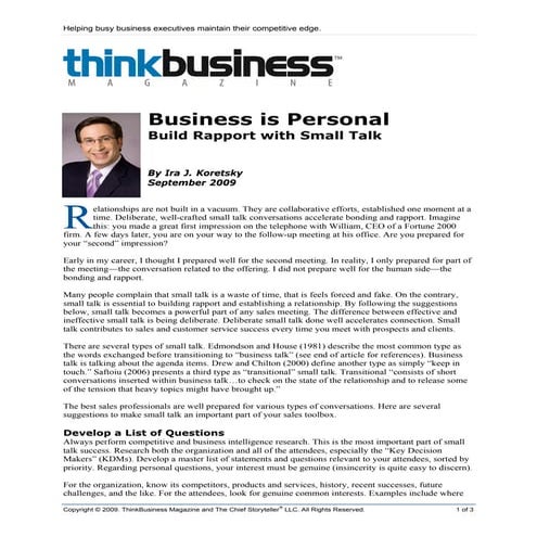 Business is Personal - Build Rapport with Small Talk