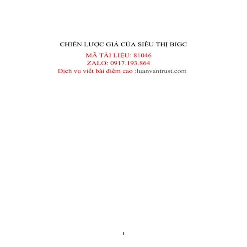 Chiến lược giá của siêu thị Bigc