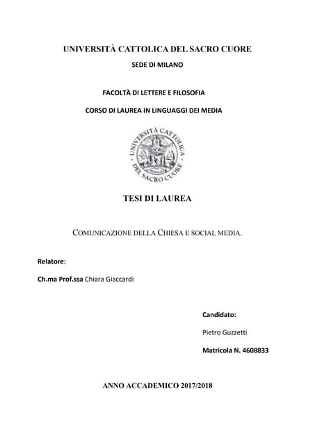 Comunicazione della Chiesa & Social Media 