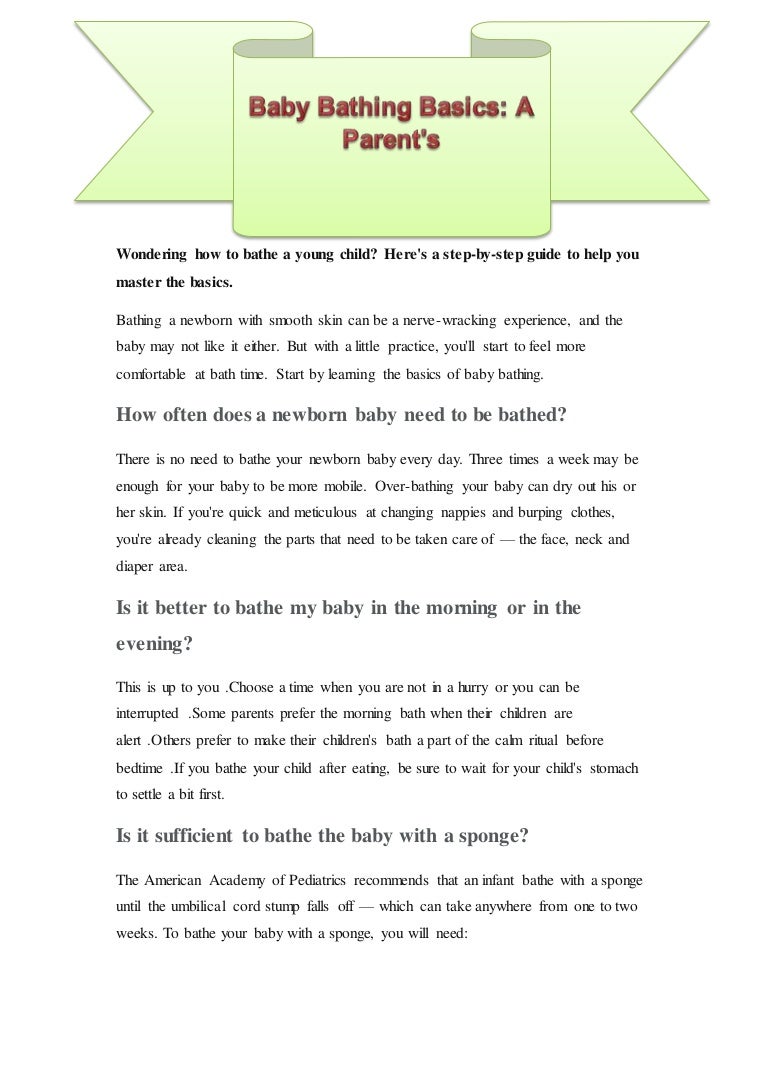 Baby Bathing Basics A Parent's Guide