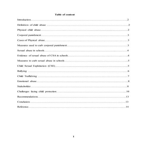 Child abuse and protection in schools