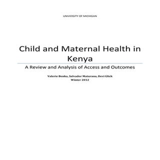 Child and Maternal Health in Kenya ...
