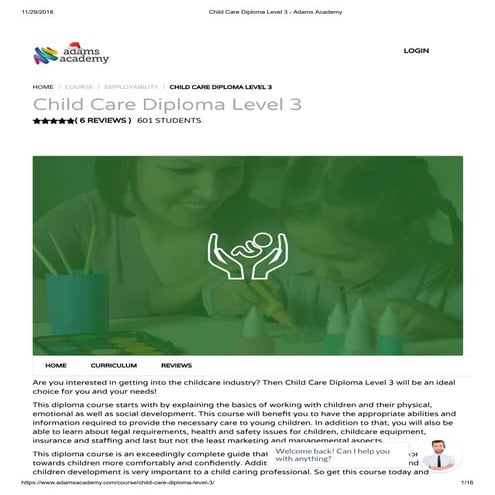 Child Care Diploma Level 3 - Adams Academy