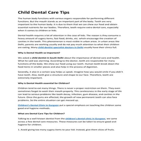 Child dental care tips | PDF