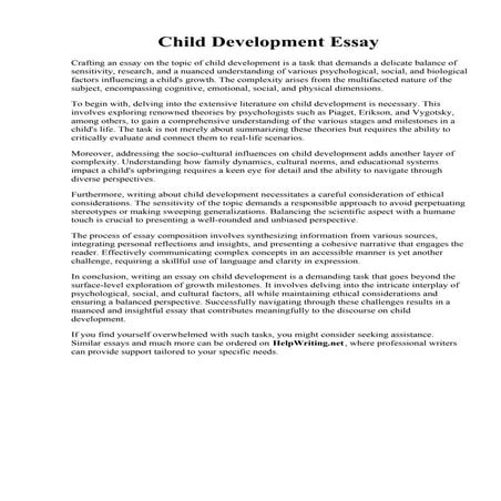 Child Development Essay. What is Early Childhood Education? - Free Essay Exam...