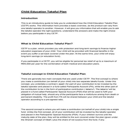 Child Edu Takaful Plan