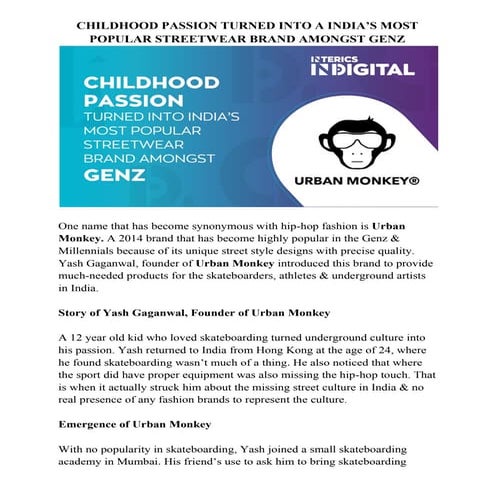 CHILDHOOD PASSION TURNED INTO A INDIA’S MOST POPULAR STREETWEAR BRAND AMONGST GENZ 