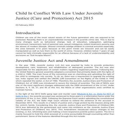 Child In Conflict With Law Under Juvenile Justice (Care and Protection) Act 2...