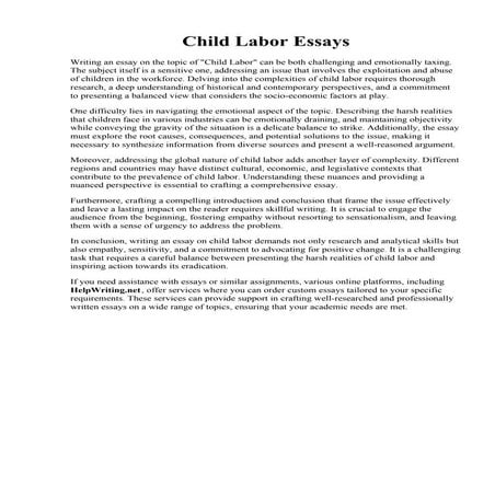 Child Labor Essays