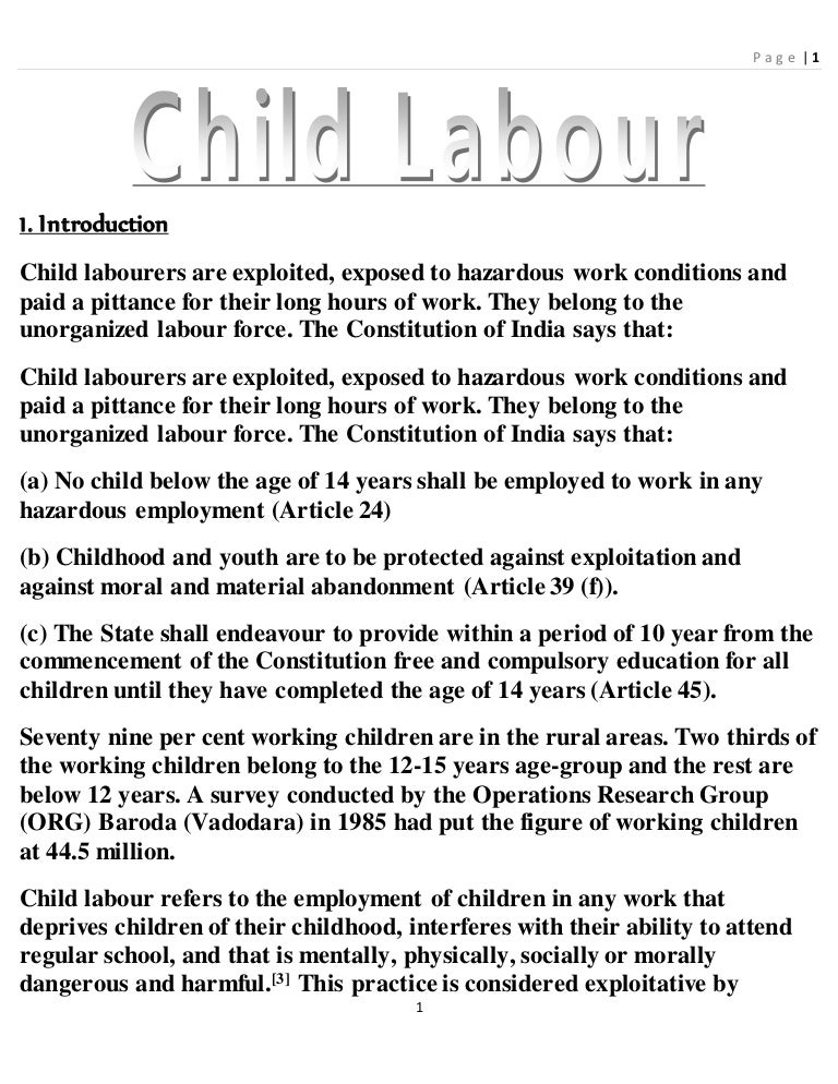 essay child labour in india