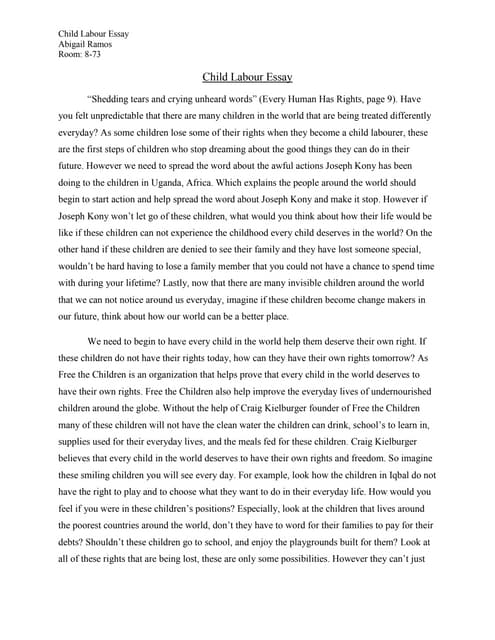 An essay on child labour