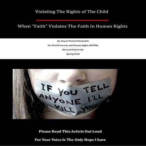 Violating The Rights of The Child; When "Faith" Violates the Faith in Human R...
