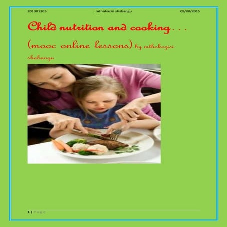 Child nutrition and cooking