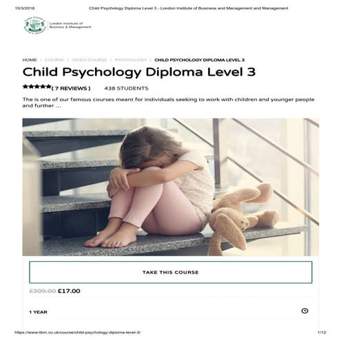 Child Care Diploma Level 3 - Adams Academy | PDF