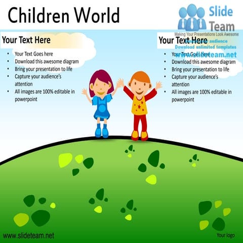 Children education school leadership world powerpoint presentation slides.