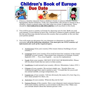 Children's book of europe directions