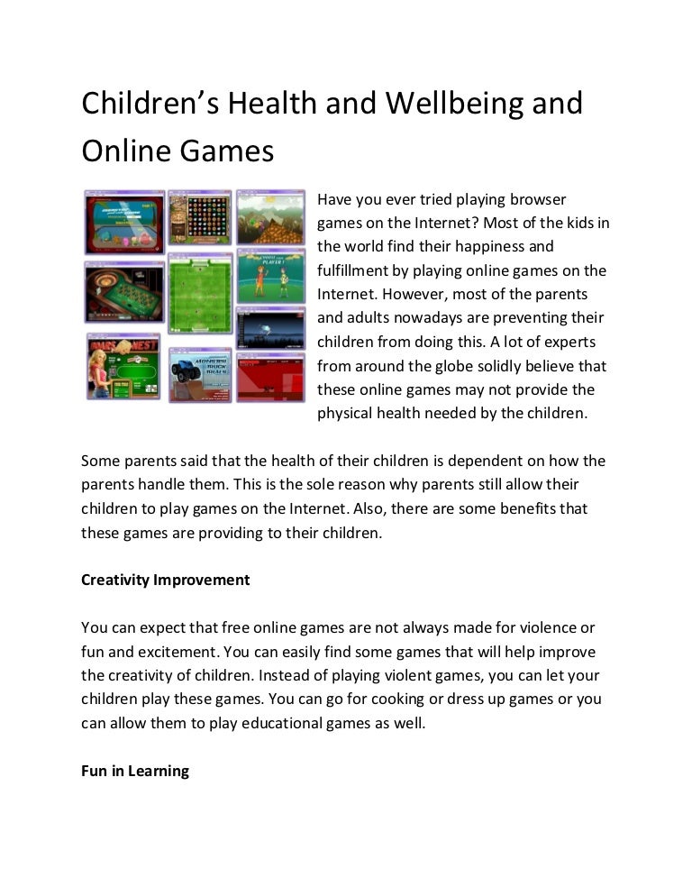Children’s Health and Wellbeing and Online Games
