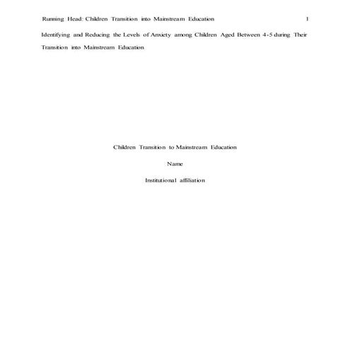 Children transition to mainstream education