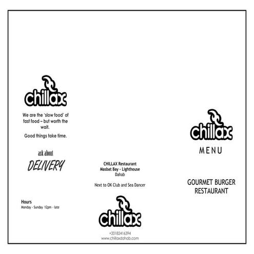 Chillax menu 2011
