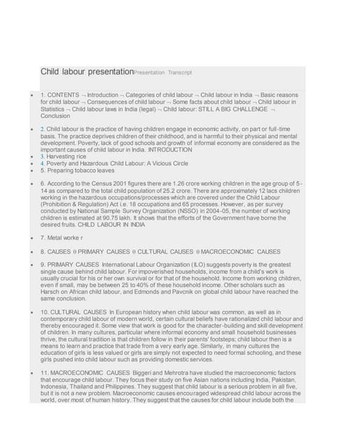 Child labour presentation | PPTX