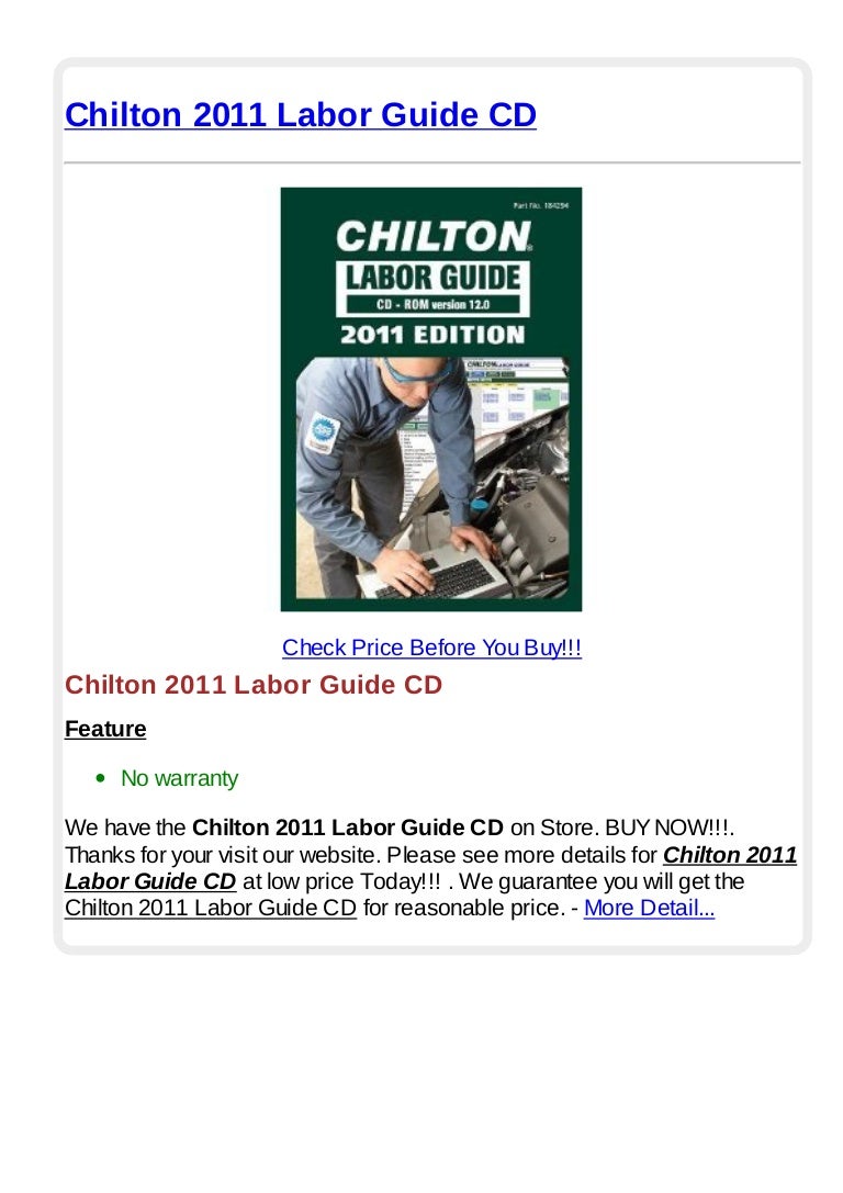 Chilton 2011 Labor Guide Cd