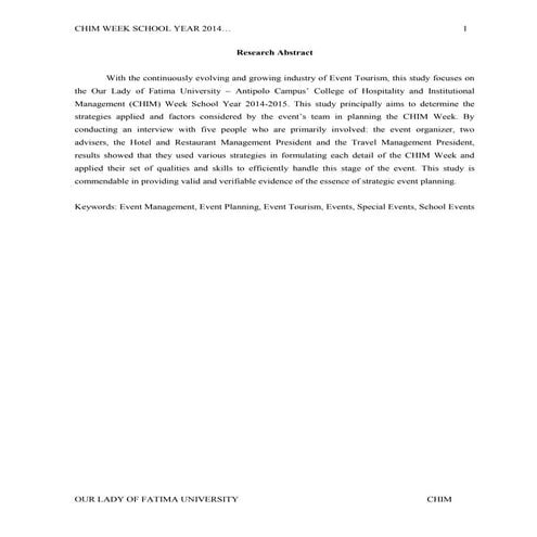 CHIM Week Thesis (Contents)