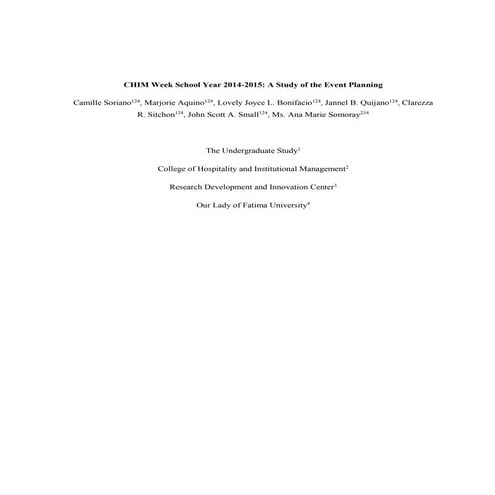 CHIM Week Thesis (Title Page)