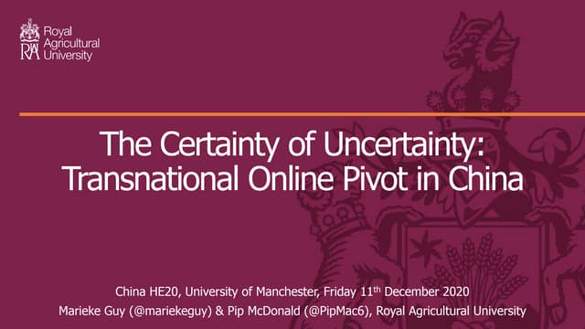 The Certainty of Uncertainty: Transnational Online Pivot in China