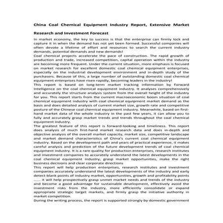 China coal chemical equipment industry report, extensive market research and ...