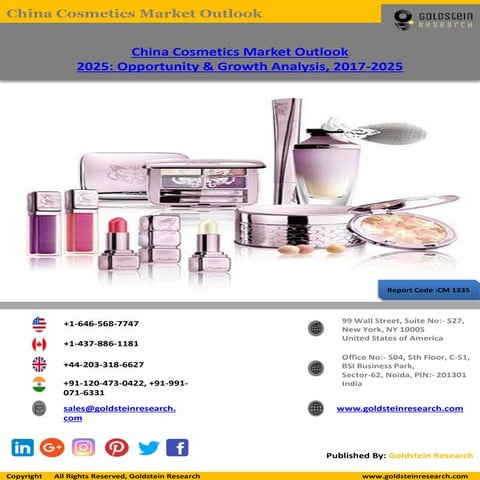China Cosmetics Market Outlook 2025 Sample - By Goldstein Research | PDF