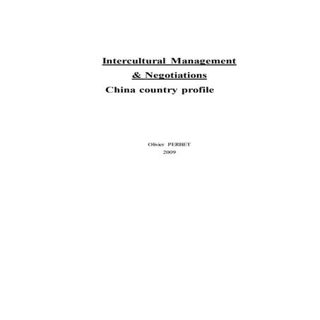 China country profile | Intercultural management and negotiations
