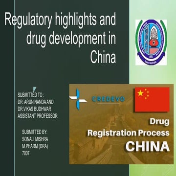 drug registrastion requirements in china  ...sonali mishra
