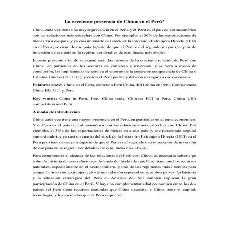 Relaciones Peru con China en la actualidad
