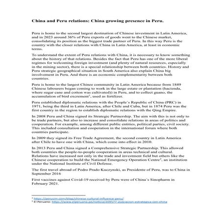 china and peru: China growing presence in Peru
