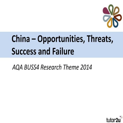 China - Opportunities, Threats, Success and Failure