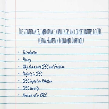 The significance, importance, challenges and opportunities of CPEC. (China-Pa...