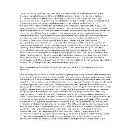 Advanced Hydroprocessing Reactor Manufacturing in China for Global ...