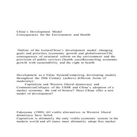 China’s Development Model Consequences for the Environme