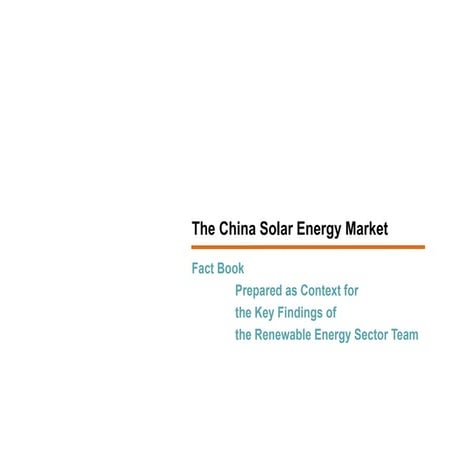 Key Findings of China Solar Energy Market Fact Book
