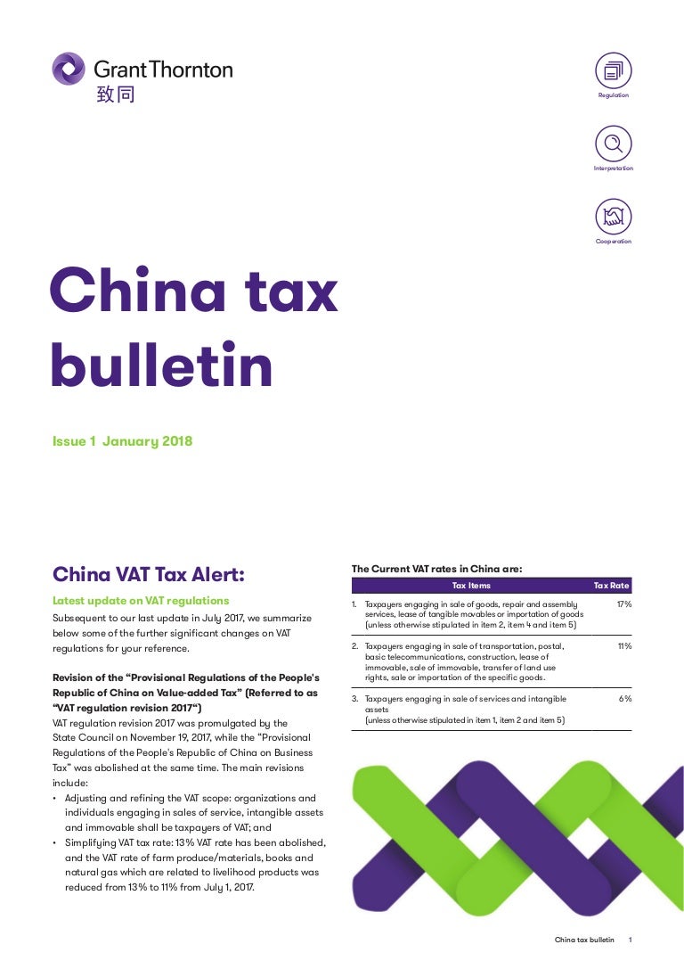China Tax Bulletin－Latest update on VAT Regulations