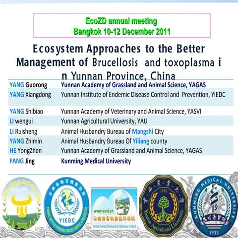 Ecosystem approaches to the better management of Brucellosis and Toxoplasma i...