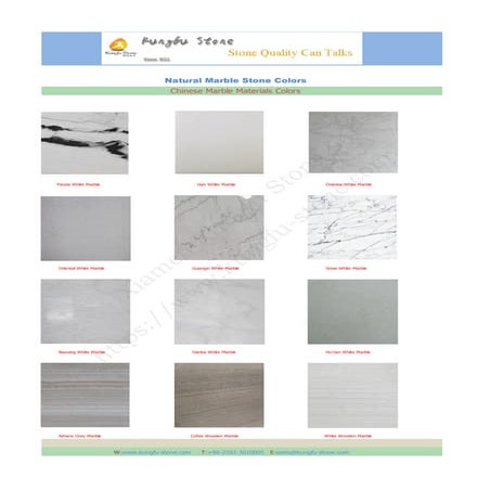 Chinese marble colors catalog from Xiamen Kungfu Stone Ltd