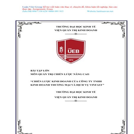 CHIẾN LƯỢC KINH DOANH CỦA CÔNG TY TNHH KINH DOANH THƯƠNG MẠI VÀ DỊCH VỤ VINFAST