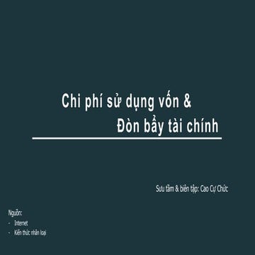 Cost of capital, chi phí sử dụng vốn