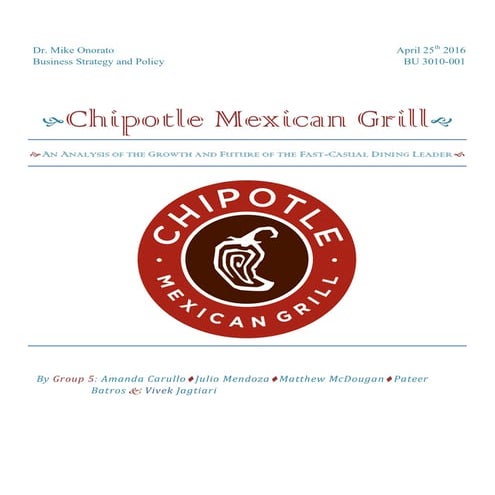 Chipotle--An Analysis of the Growth and Future of the Fast-Casual Dining rest...