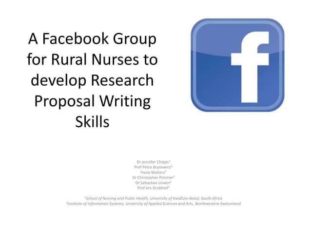 A Facebook group for rural nurses to develop research proposal writing skills...
