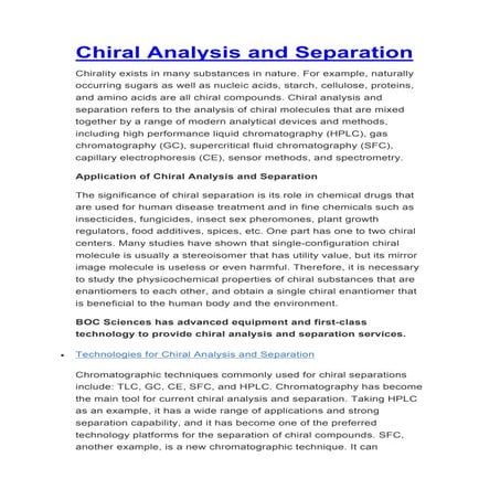 Chiral analysis and separation | PDF