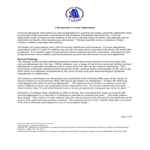 Chiro Cervical Adjustment | PDF