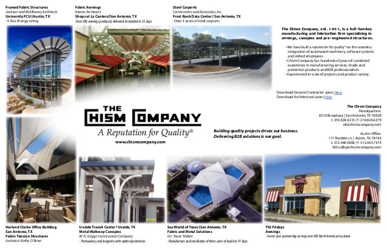 Chism Company Brochure Awning Canopy Structures
